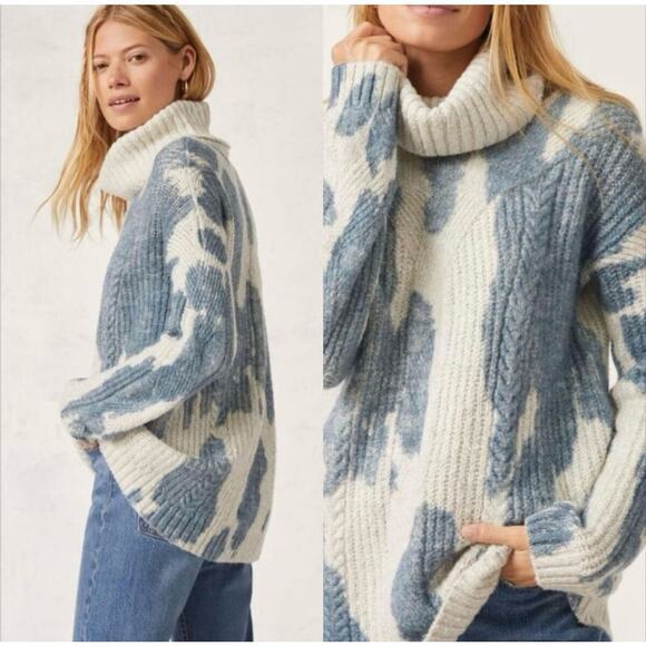 Pilcro Sweaters - PILCRO ANTHROPOLOGIE SPOTTED‎ TURTLE COWL NECK OVERSIZED KNIT RIBBED NWT